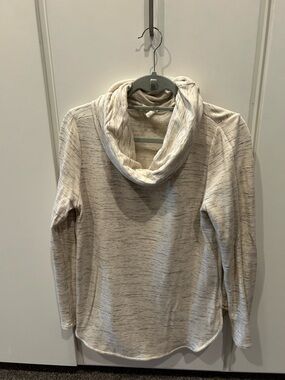 LOFT Cream Marled Cowl-Neck Sweater